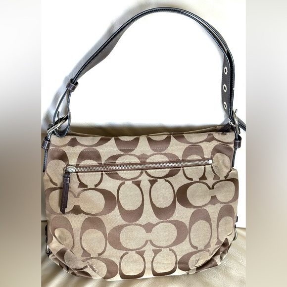 Coach Tan and Brown Patterned Shoulder Bag - Picture 1 of 15